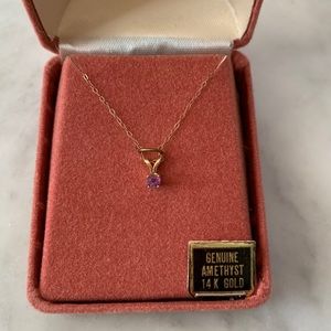 14k gold necklace with Amethyst stone